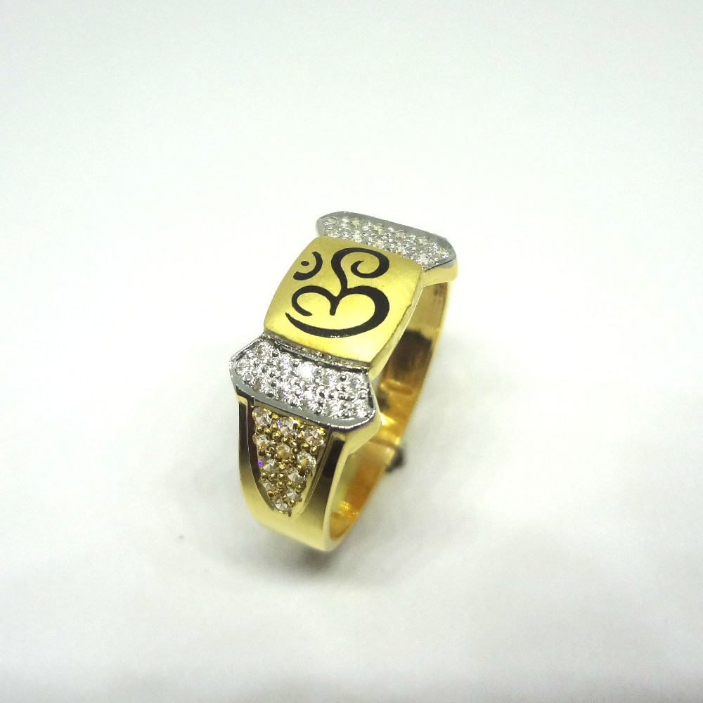 916 GOLD CZ DIAMOND OM DESIGN GENTS RING