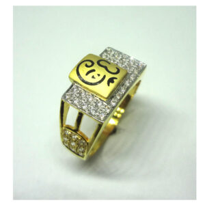 916 GOLD CZ DIAMOND OM-GANAPATI PATTERN GENTS RING