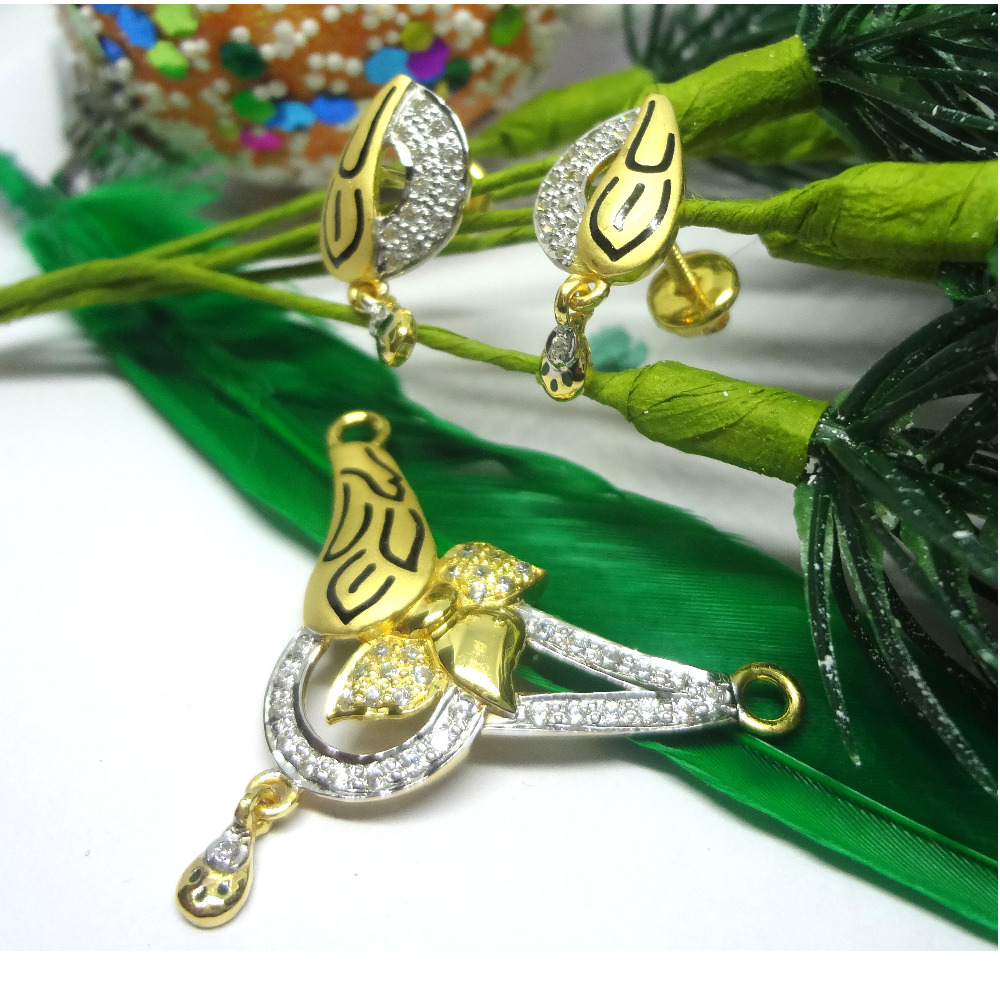 916 gold cz diamond flower petal mangalsutra