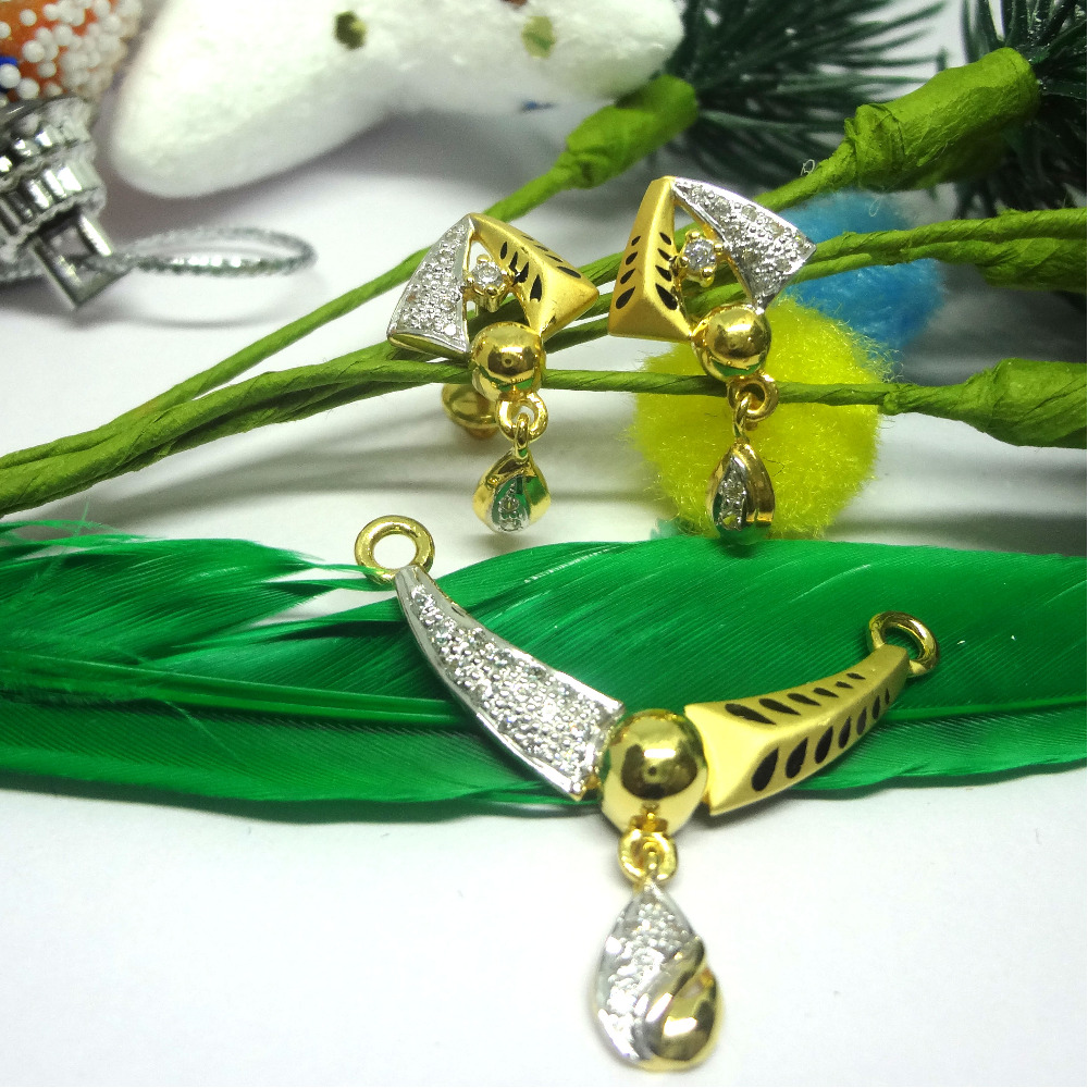 916 gold cz diamond black mina design mangalsutra