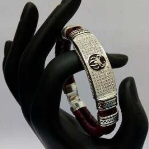 Fancy Silver Leather Bracelet