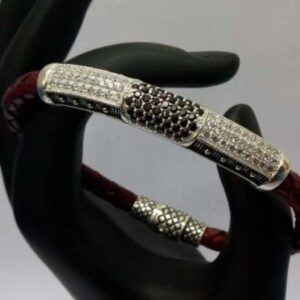 Fancy Silver Leather Bracelet