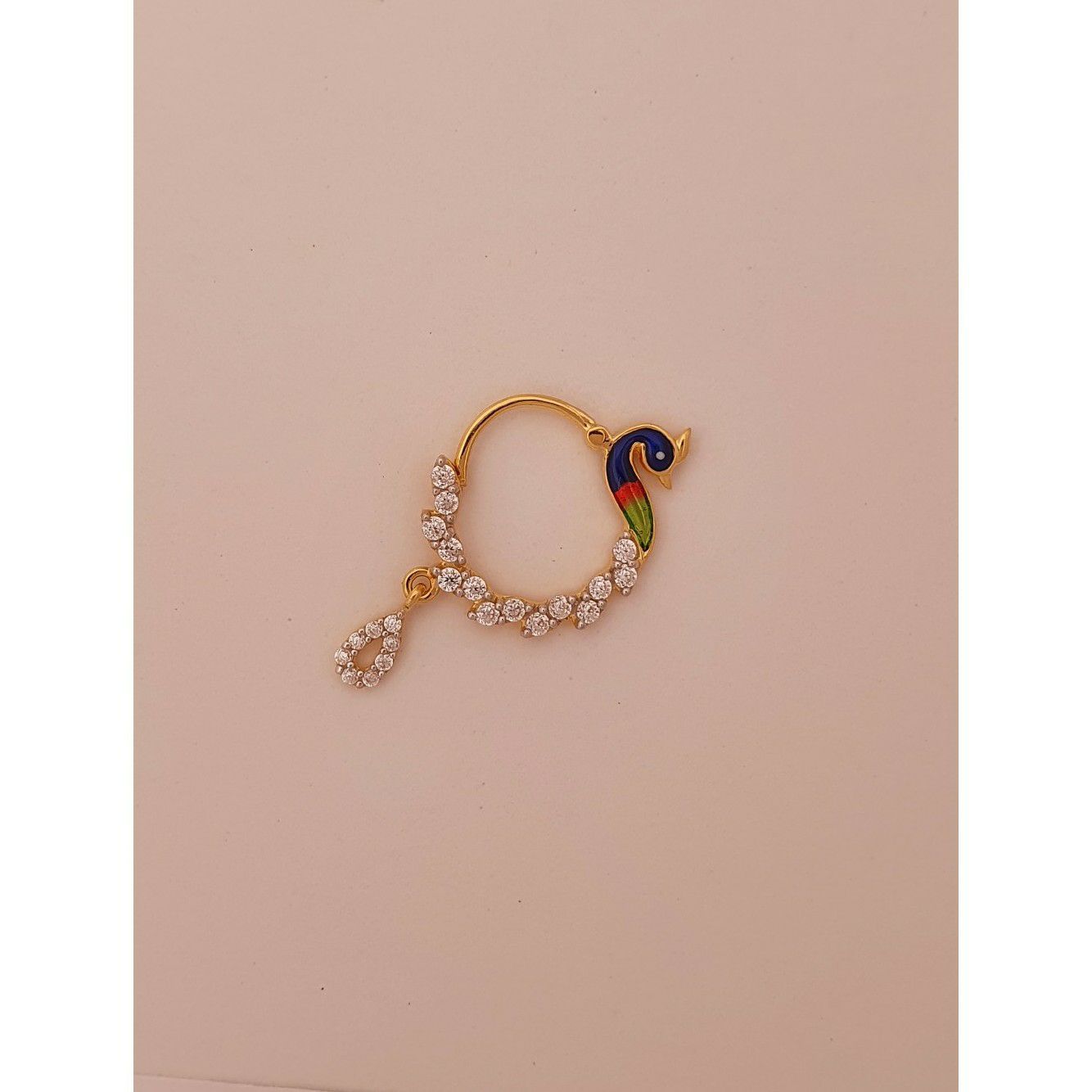 18k elegant peacock nath