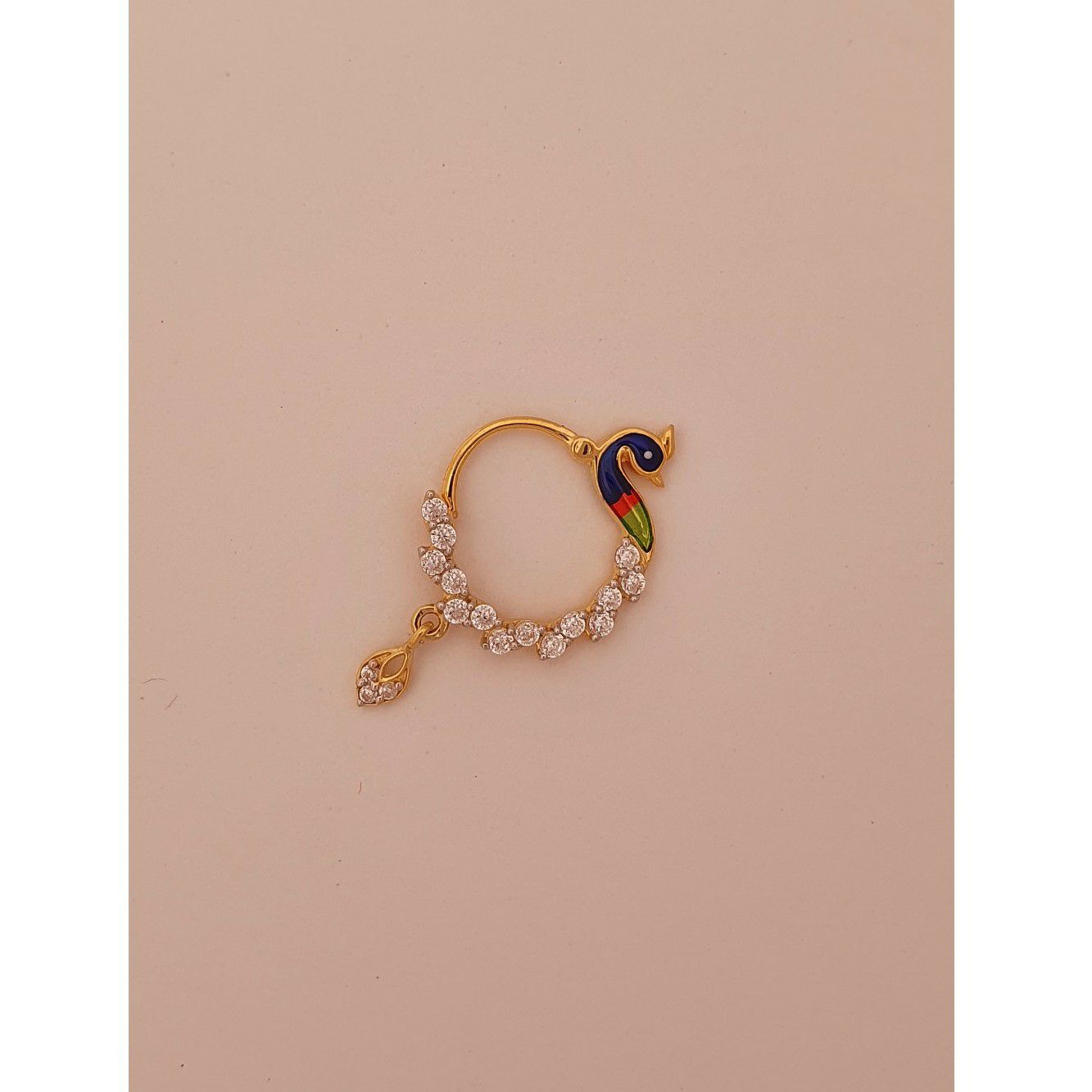 18k elegant peacock nath