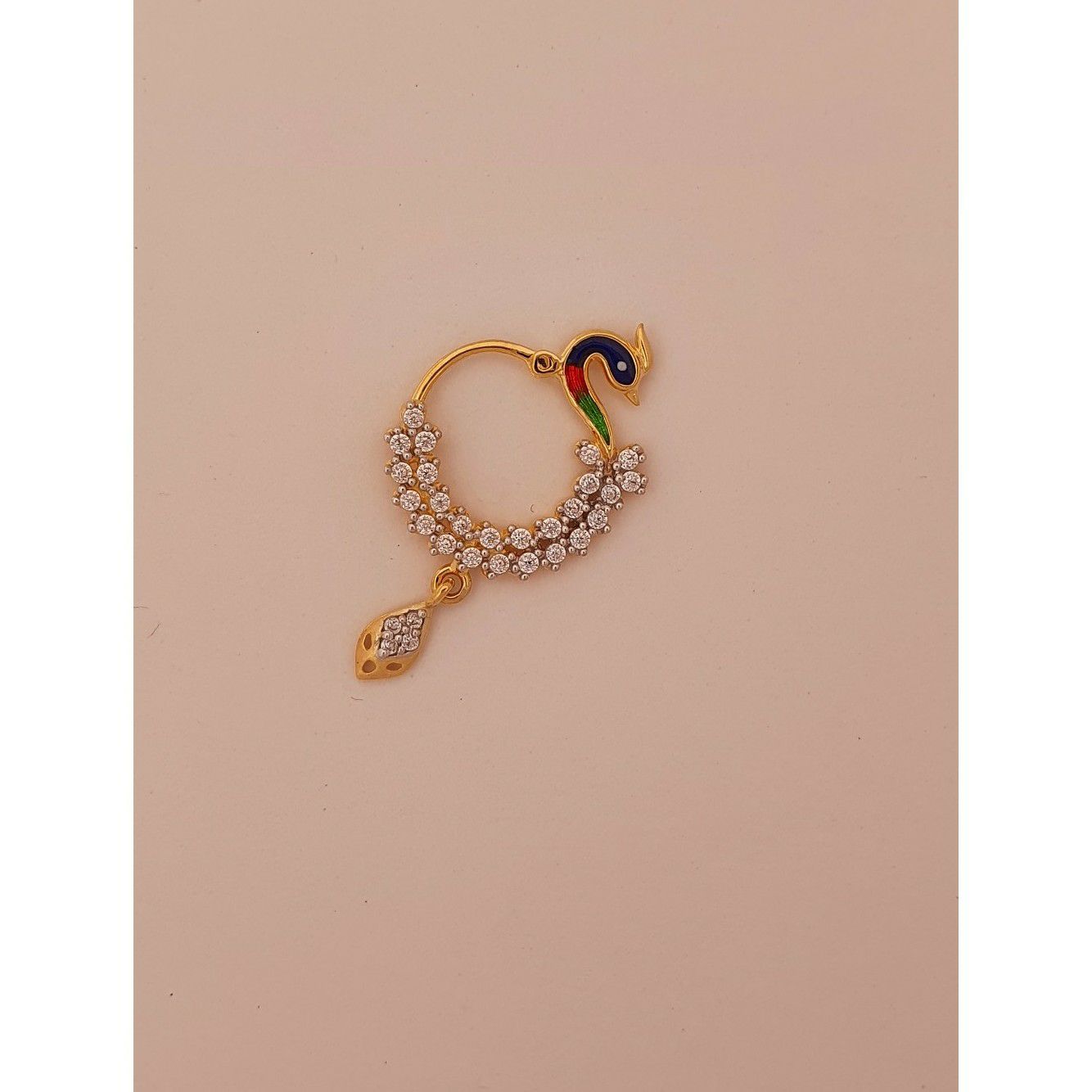 18k elegant peacock nath