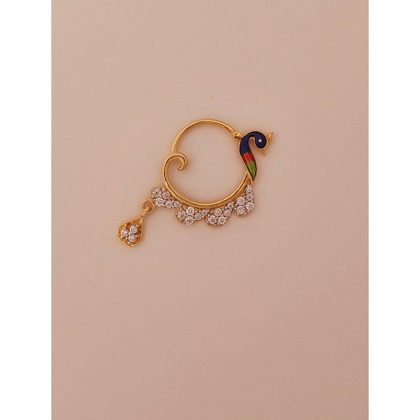 18k elegant peacock nath
