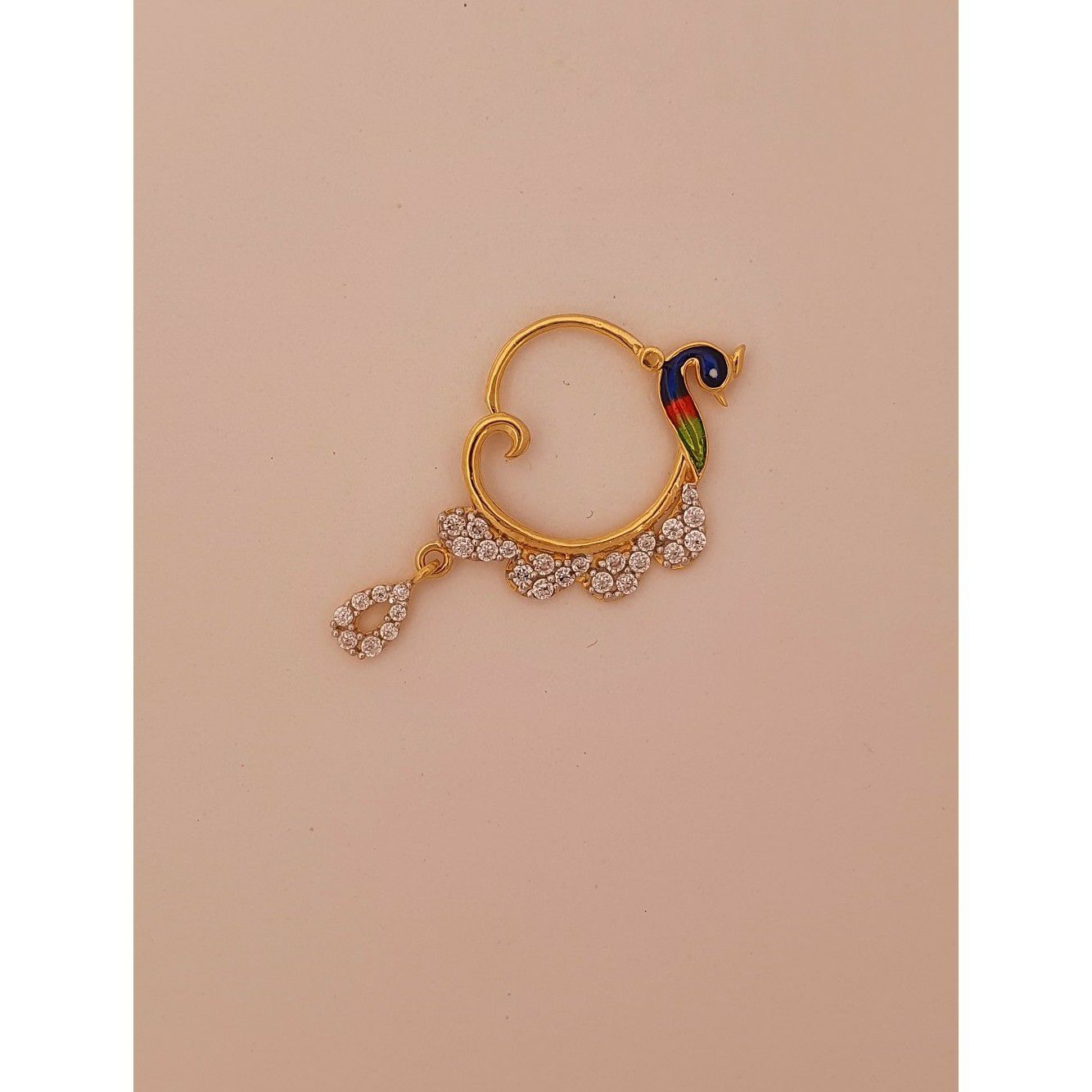 18k elegant peacock nath