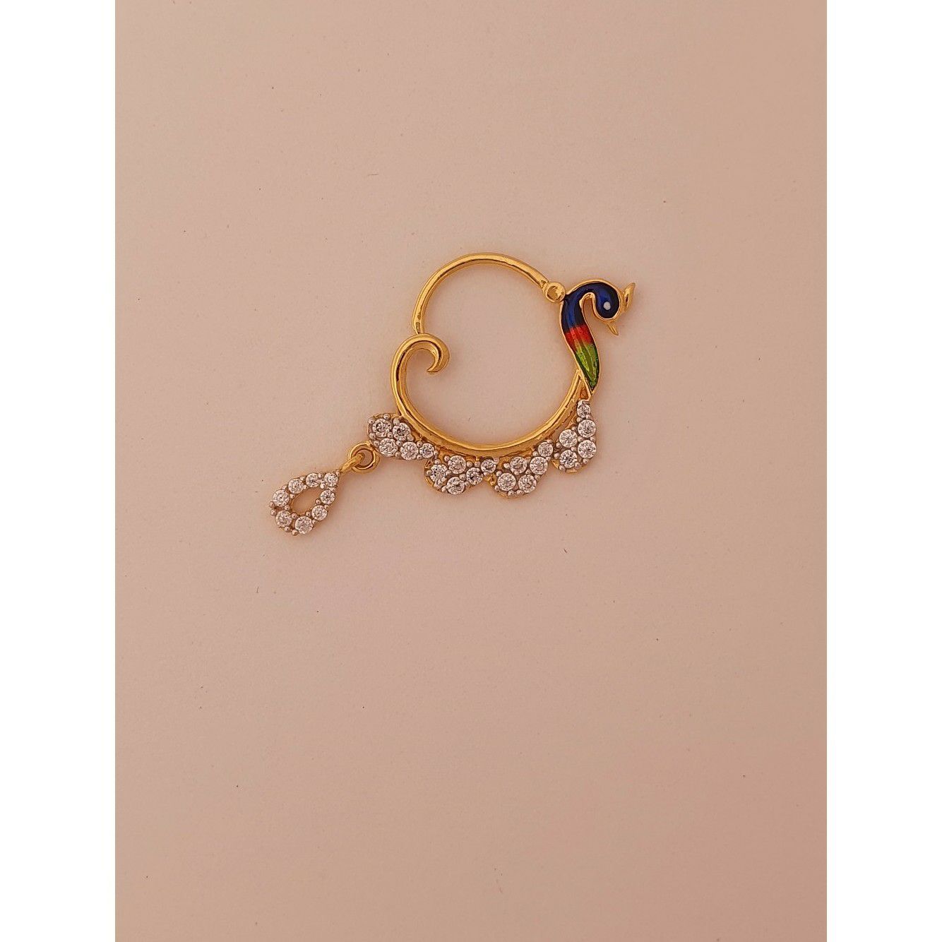 18k elegant peacock nath