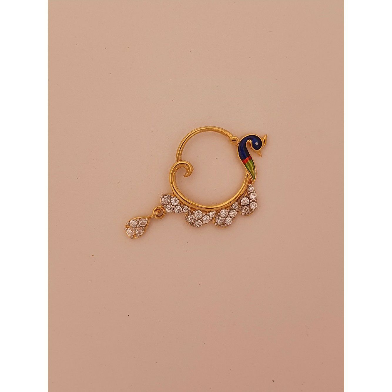 18k elegant peacock nath