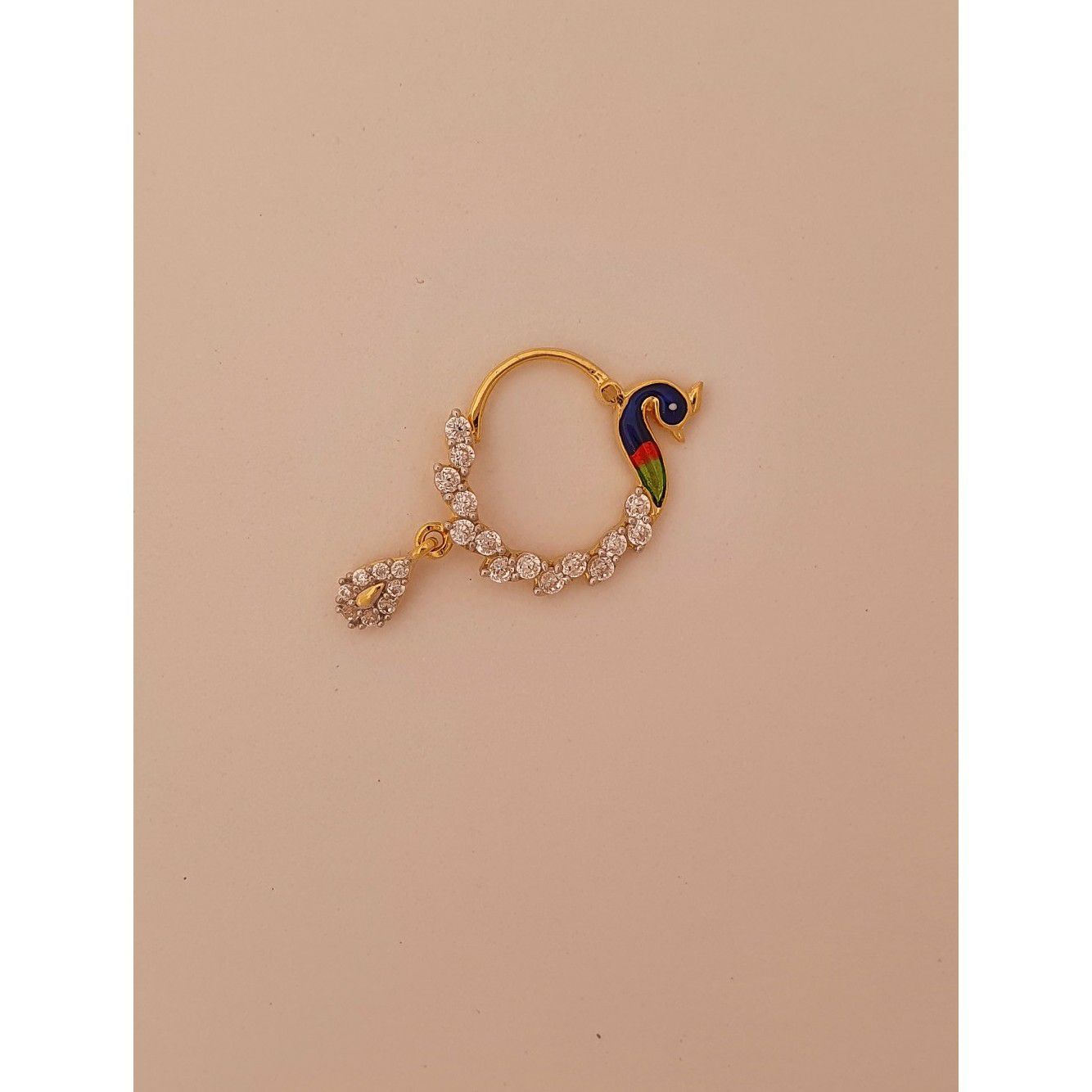 18k elegant peacock nath