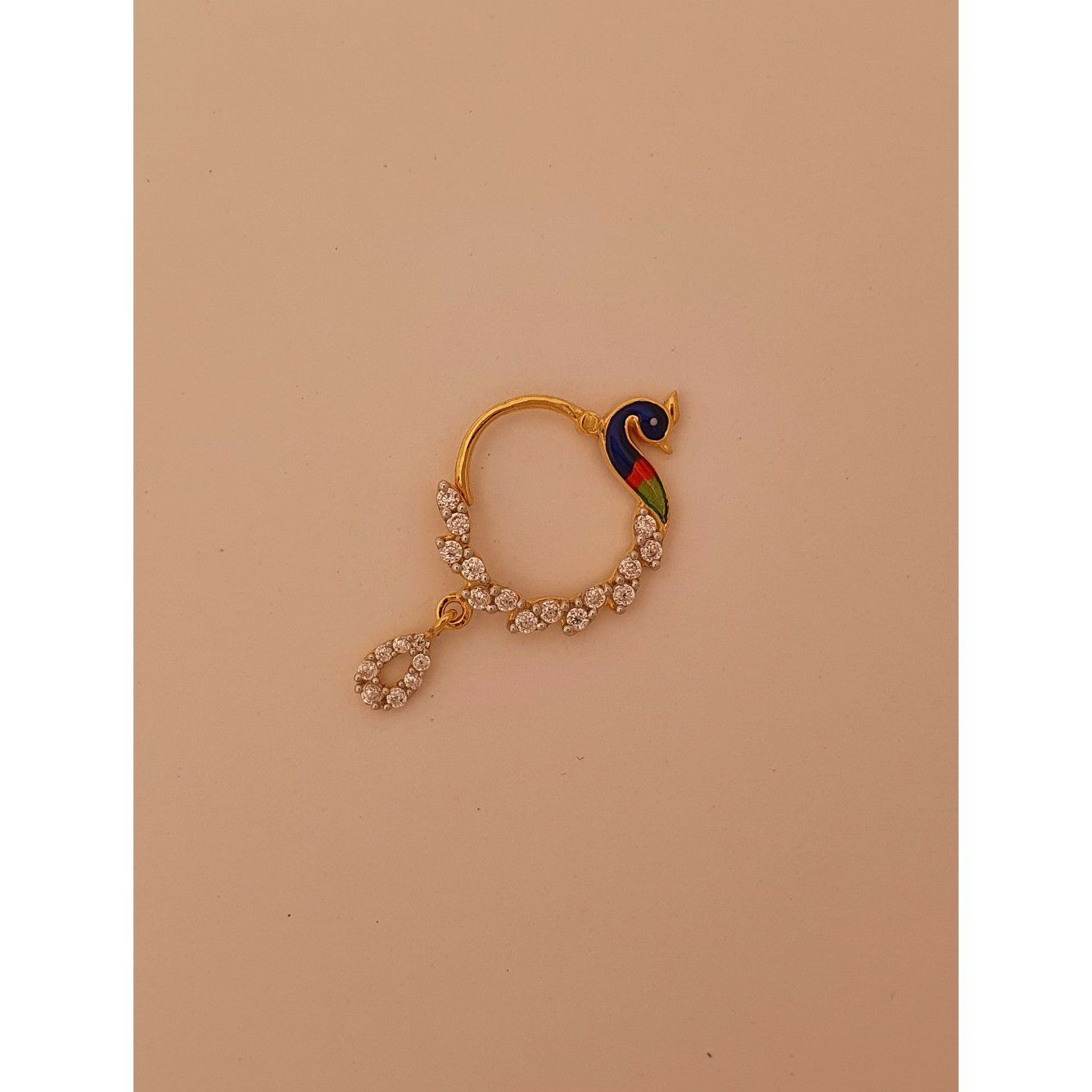 18k elegant peacock nath