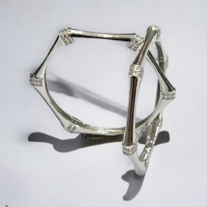 Silver Hexagon Shape Rhodium Bangles