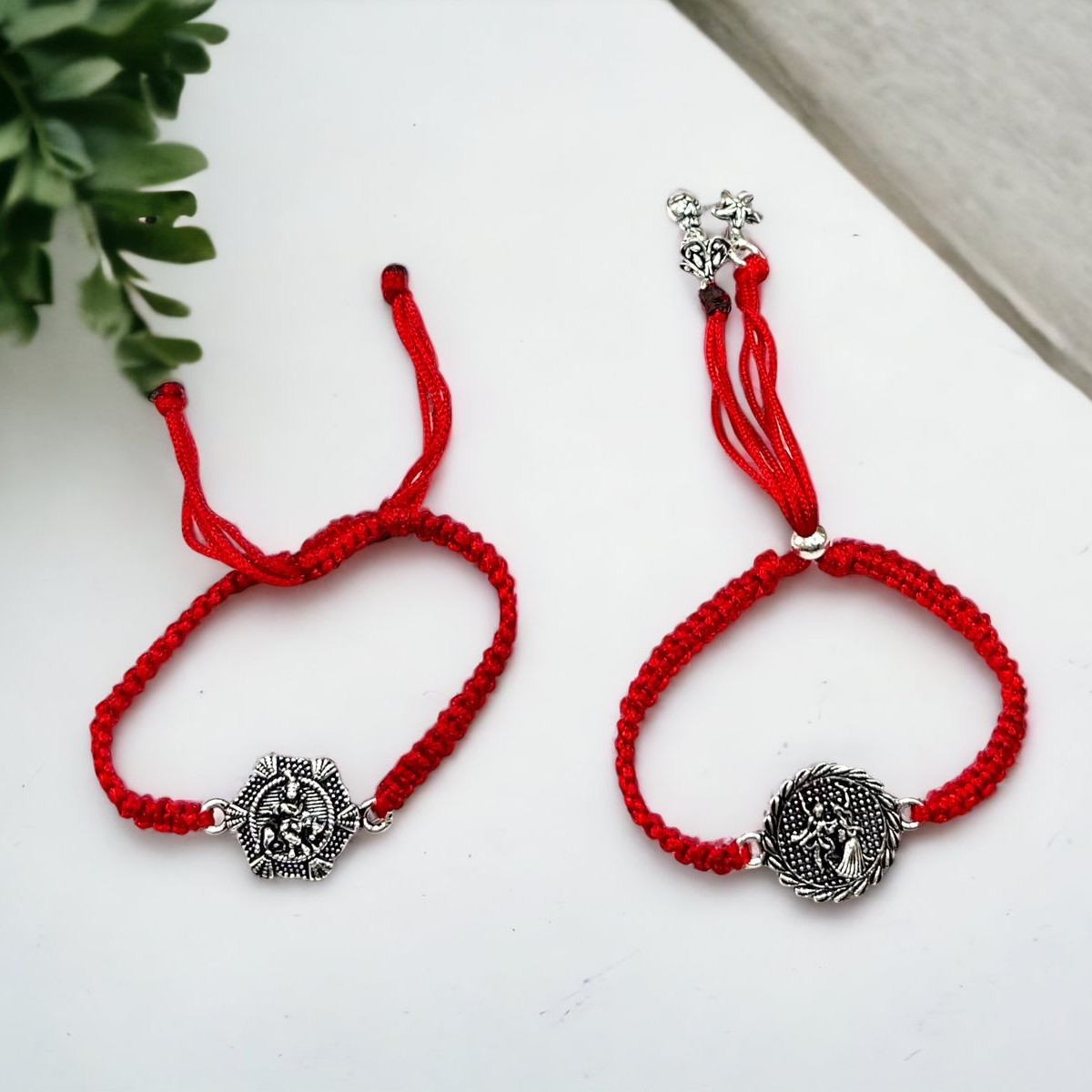 925 Silver Radha Krishna Design Couple Rakhi
