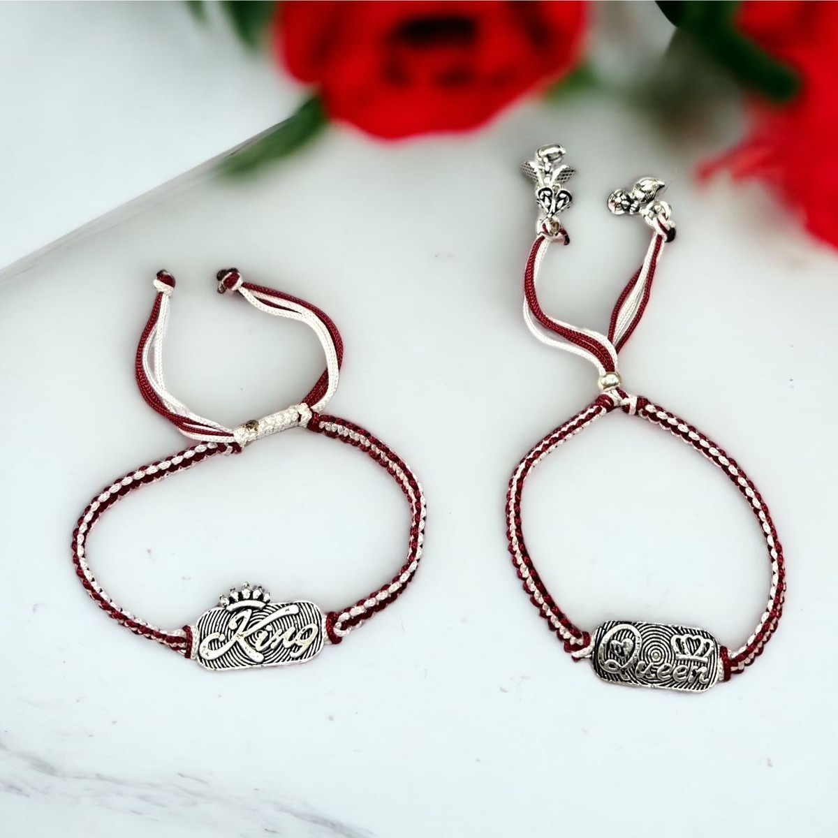 925 Silver King Queen Couple Rakhi