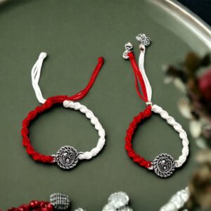 925 Silver Om Design Couple Rakhi