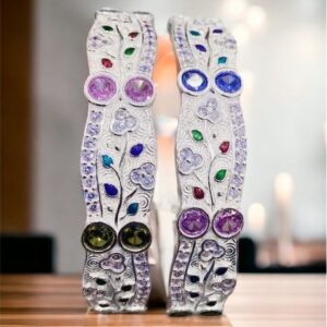925 Silver Fancy Flower Design Micro Bangle