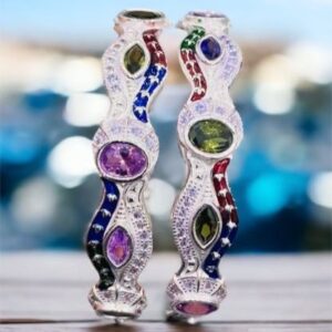 925 Silver Fancy Colorstone Bangle