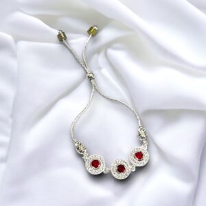 925 Silver Red Stone Round shape Bracelet