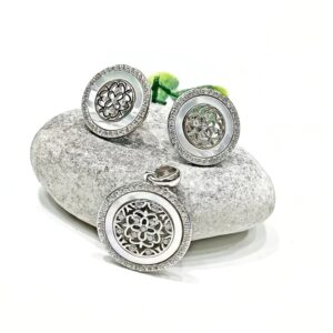 925 Silver Fancy Round Shape Pendant Set