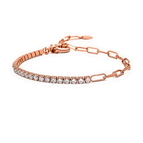 Silver Rose Gold Plated Diamond Bracelet