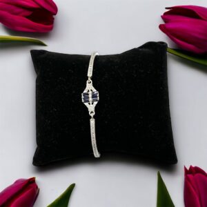 925 Silver Blue Stone Micro Bracelet