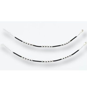 925 silver classic black moti nazariya payal