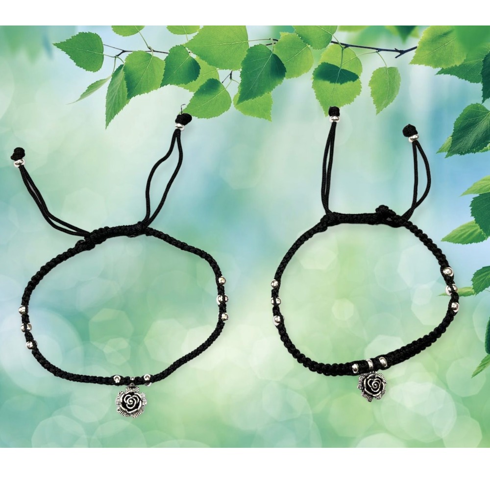925 silver flower design thread payal