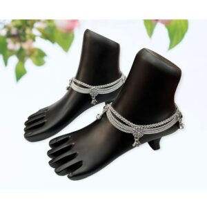 925 silver oxidised broad payal