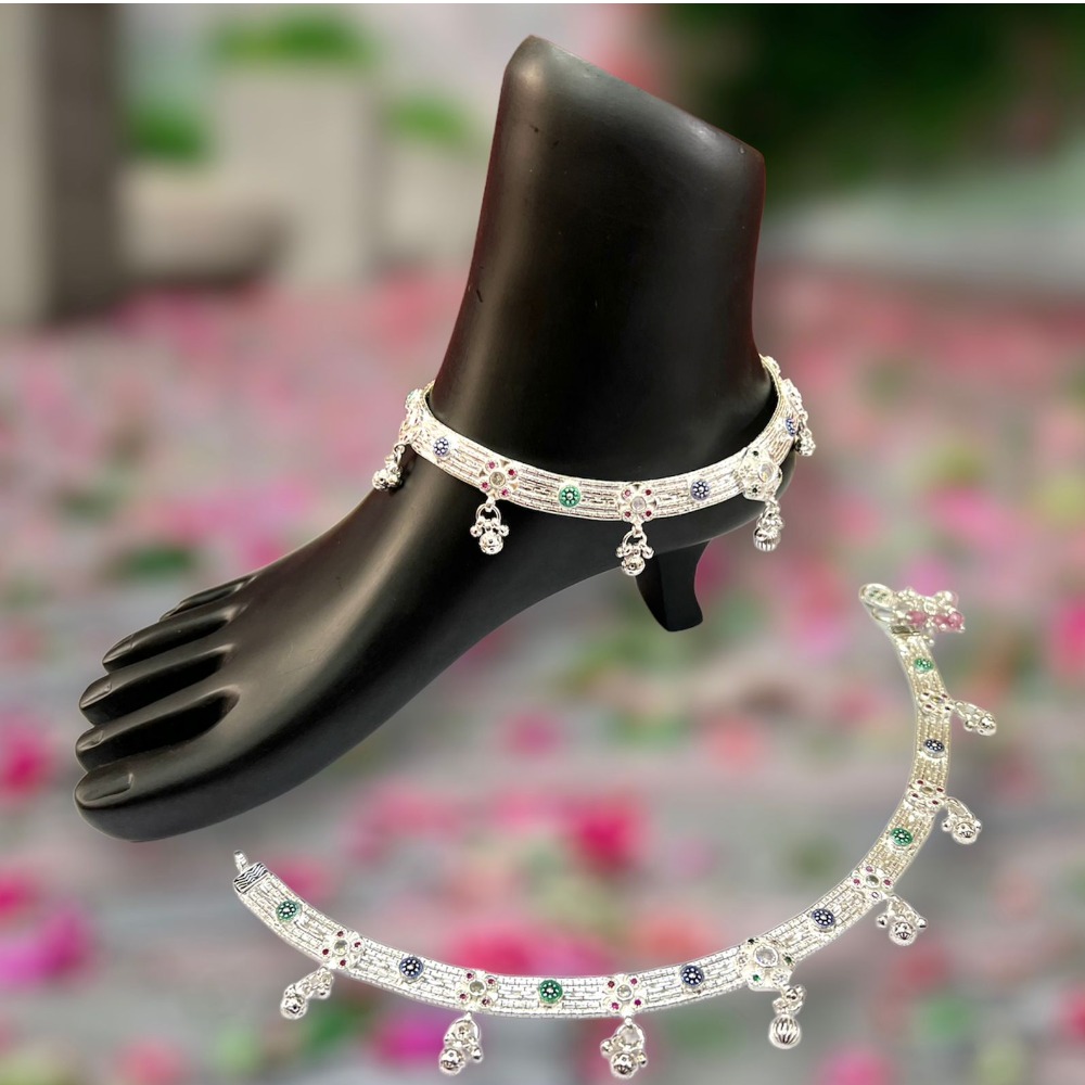 925 silver flower design payal
