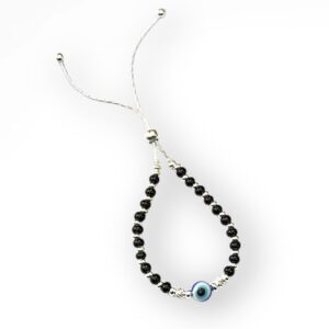 925 silver evil eye bracelet with black pearl