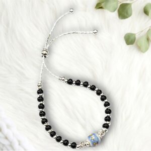 925 silver bracelet with black beads