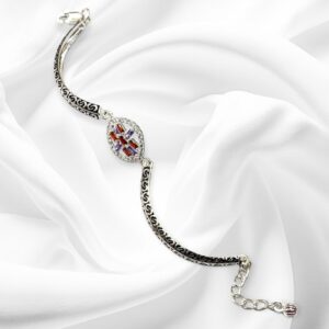 925 silver antique pink studded bracelet