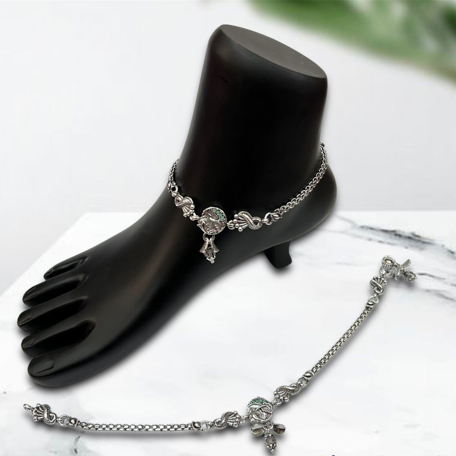 925 Silver Antique Oxidised Payal