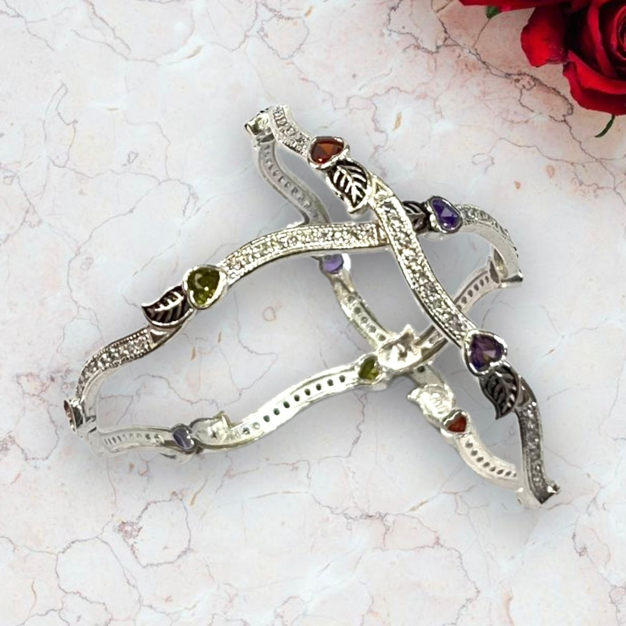 925 Silver Leaf Design Bangles