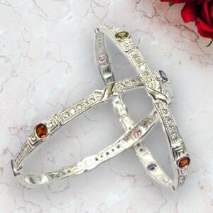 925 Silver Colorful Stone Bangles