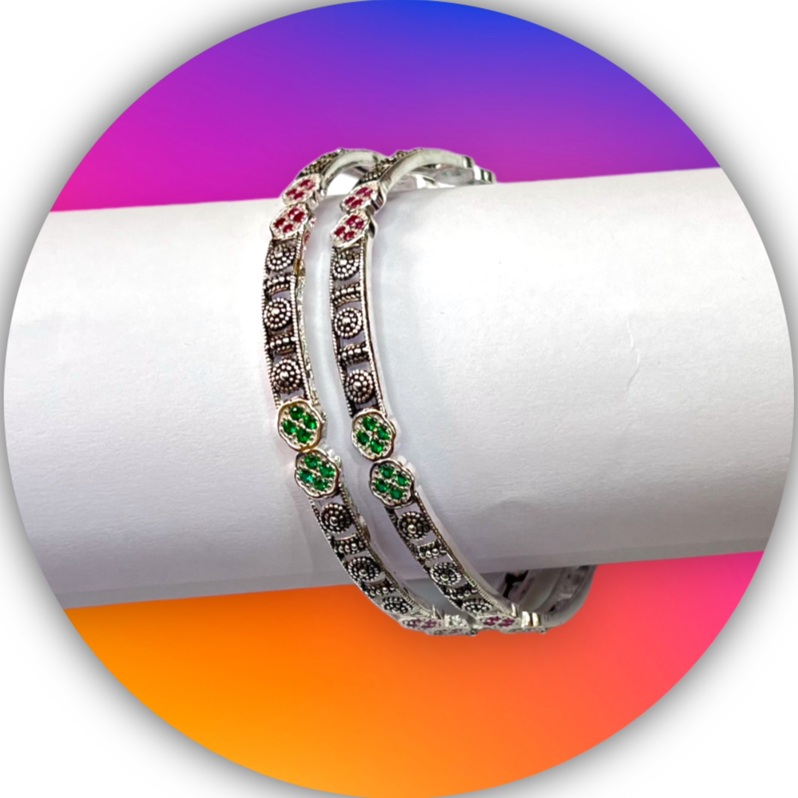 925 Silver Fancy Colorful Bangle MSMB09