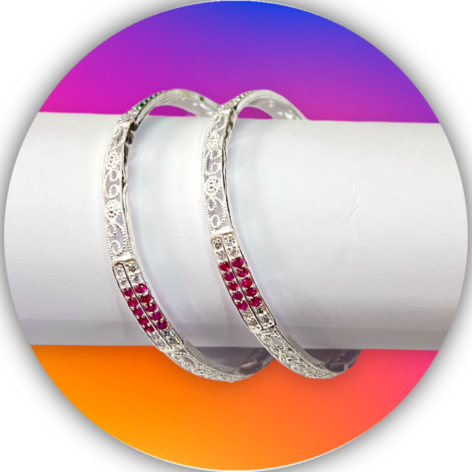 925 Silver Dazzling Colorful Bangle MSMB05