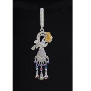 Silver shining antique waist keychain