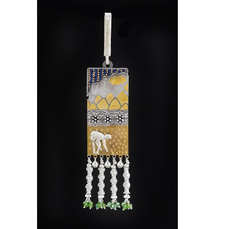 Silver sparkling antique waist keychain