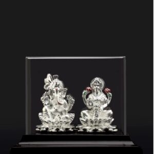 silver ganpati and laxmi  murti