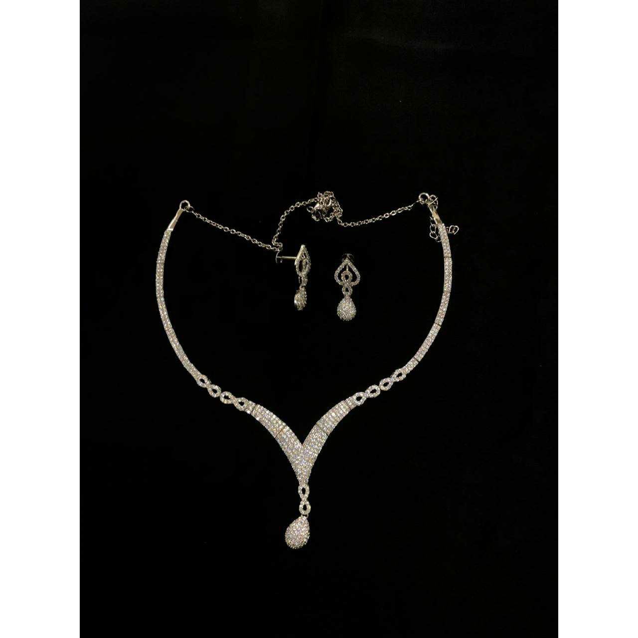 92.5 Sterling Silver Full Necklace Set Ms-3917