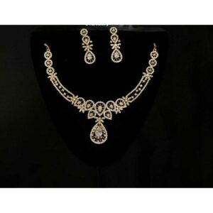 92.5 Sterling Silver Micro Rose Gold Necklace Set Ms-3916