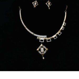 92.5 Sterling Silver Rose Gold Necklace Set Ms-3915