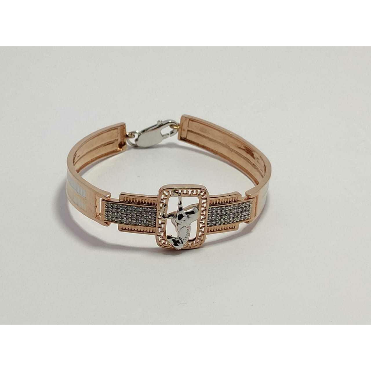 92.5 Sterling Silver Square Rodyam Pis Rose Gold Kada Ms-3890