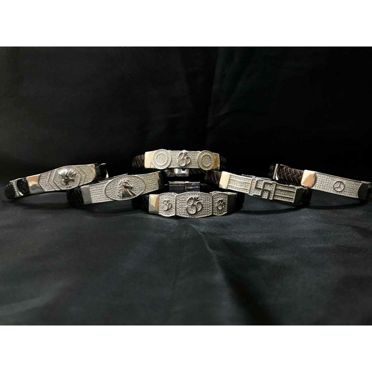 92.5 Sterling Silver Rubber Bracelet Ms-3883