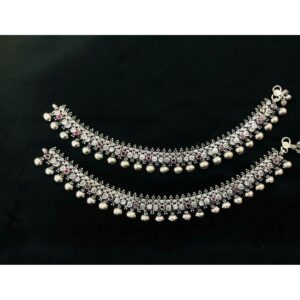 92.5 Sterling Silver Full Oxodize Anklet(Payal) Ms-3862