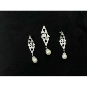92.5 Sterling Silver Pearl Pendant Set Ms-3846