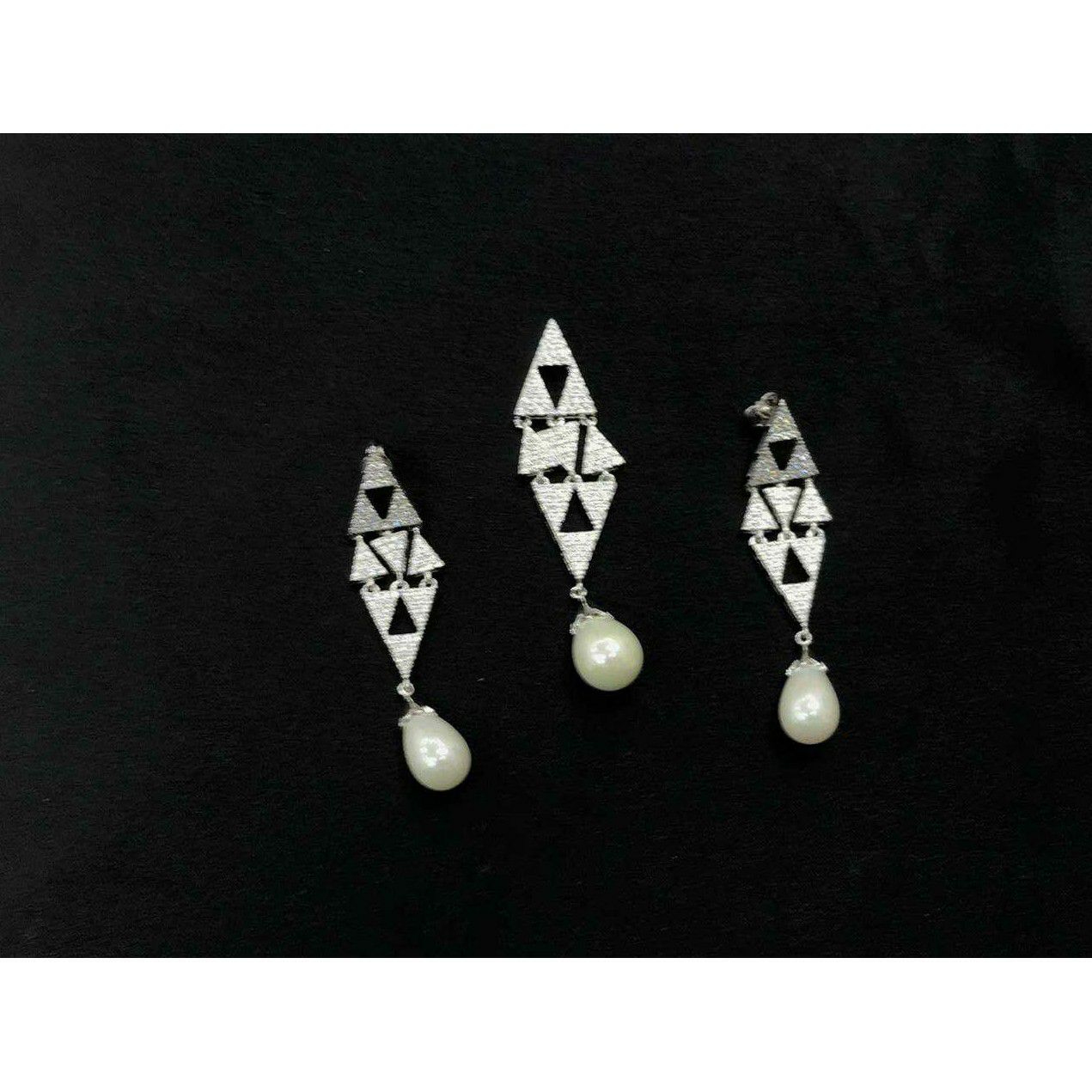 92.5 Sterling Silver Pearl Pendant Set Ms-3846