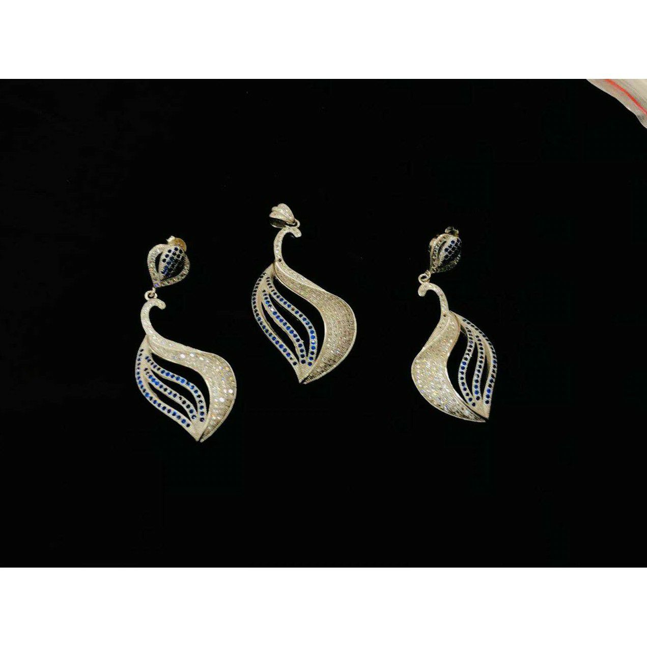 92.5 Sterling Silver Peacock Polish Pendant Set Ms-3839