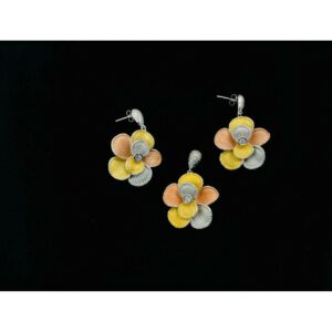 92.5 Sterling Silver Colourfull Pendant Set Ms-3836
